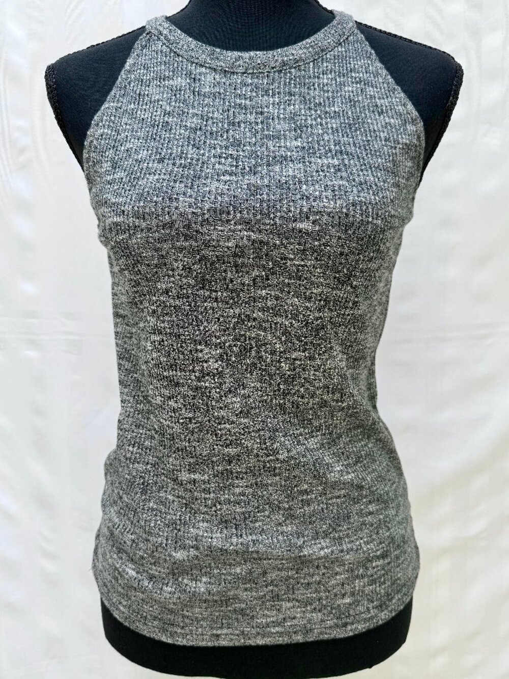 NWT Poof Apparel Gray Marled Knit Halter New with tags High Neck Tank Top Size S
